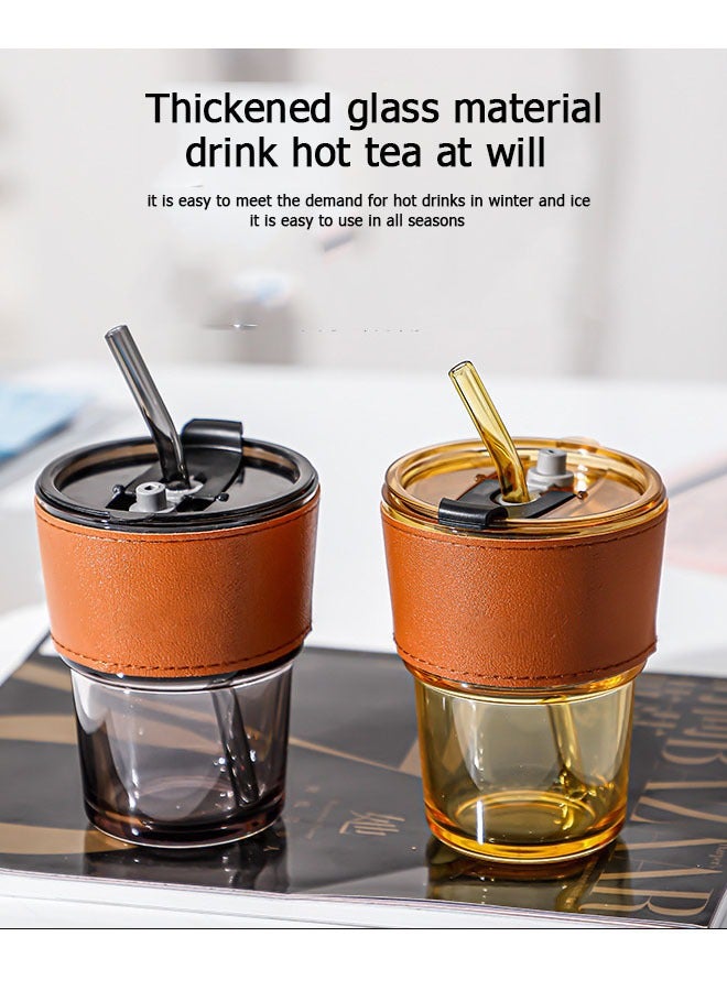 ZCM-HAPPY 2-Piece Glass Bamboo Cup Set with Straw and Small Drainage Opening – Trendy Internet Celebrity Design, Perfect Summer Gift Water Cups for Women, Ideal Souvenir - Image 4