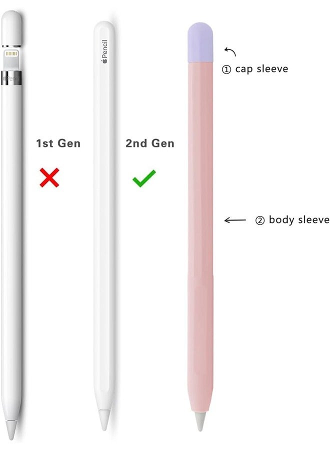HY Compatible with Apple Pencil 2nd Generation Case for iPencil, Light Pen Skin Case Cover Soft Protective iPad Pencil Grip Holder with 4 Pen caps Thin Case Silicone Anti-Scratching Case (Orange+Pink)  - Image 3