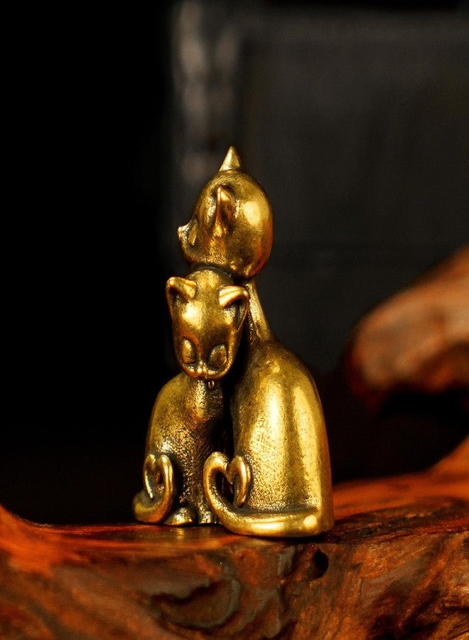 chovy تمثال قطتين مصنوع يدويًا من النحاس الصلب بنسبة 100% - تمثال رومانسي لزوج من القطط، قطعة فنية عتيقة ثقيلة الوزن قابلة للتحصيل، مناسبة لحفلات الزفاف الفاخرة، وديكور فريد للمنزل والمكتب لمحبي الحيوانات. - Image 5