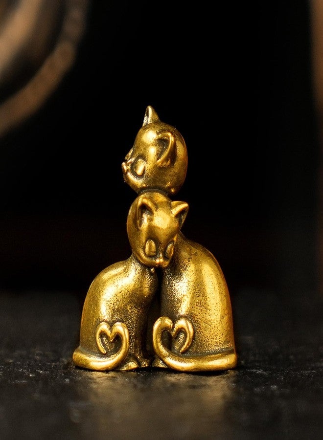 chovy تمثال قطتين مصنوع يدويًا من النحاس الصلب بنسبة 100% - تمثال رومانسي لزوج من القطط، قطعة فنية عتيقة ثقيلة الوزن قابلة للتحصيل، مناسبة لحفلات الزفاف الفاخرة، وديكور فريد للمنزل والمكتب لمحبي الحيوانات. - Image 1