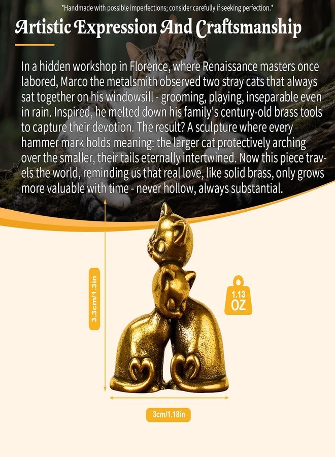 chovy تمثال قطتين مصنوع يدويًا من النحاس الصلب بنسبة 100% - تمثال رومانسي لزوج من القطط، قطعة فنية عتيقة ثقيلة الوزن قابلة للتحصيل، مناسبة لحفلات الزفاف الفاخرة، وديكور فريد للمنزل والمكتب لمحبي الحيوانات. - Image 3