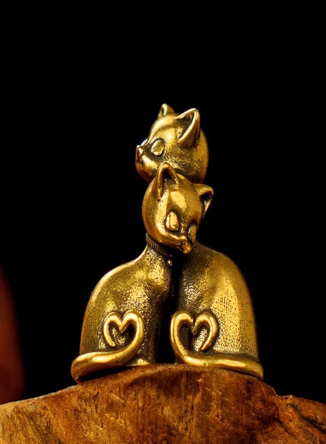 chovy تمثال قطتين مصنوع يدويًا من النحاس الصلب بنسبة 100% - تمثال رومانسي لزوج من القطط، قطعة فنية عتيقة ثقيلة الوزن قابلة للتحصيل، مناسبة لحفلات الزفاف الفاخرة، وديكور فريد للمنزل والمكتب لمحبي الحيوانات. - Image 2