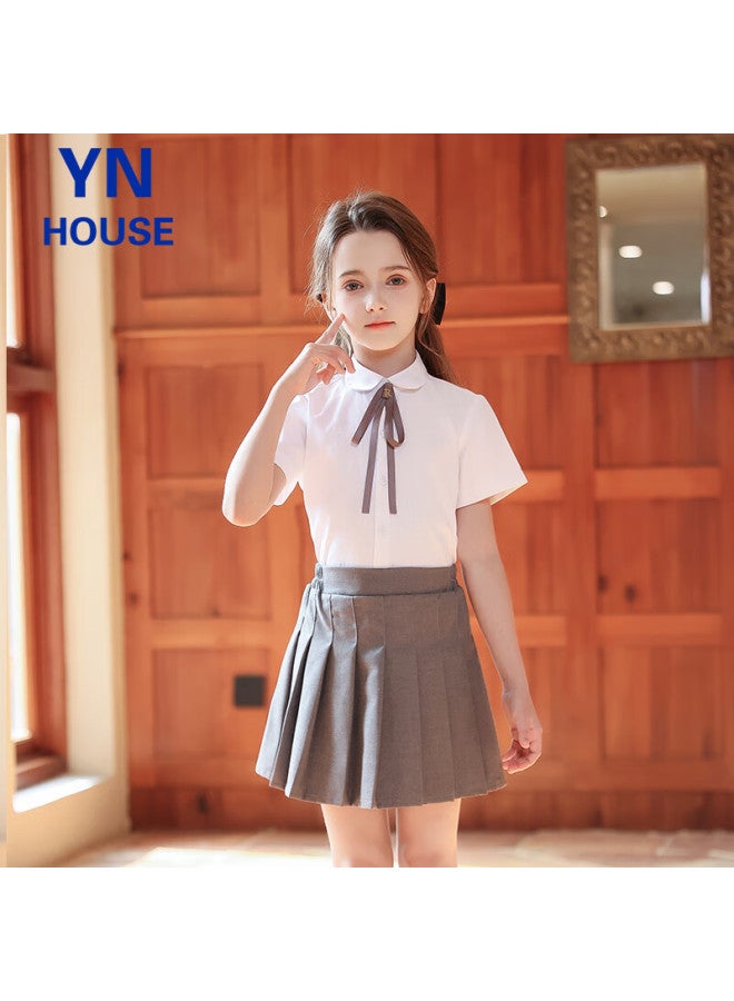 Yinuofang Girls' Short Sleeve White Shirt Summer Children's White T-shirt Primary School Students Chorus Shirt Children's Day Performance Costume - Image 2