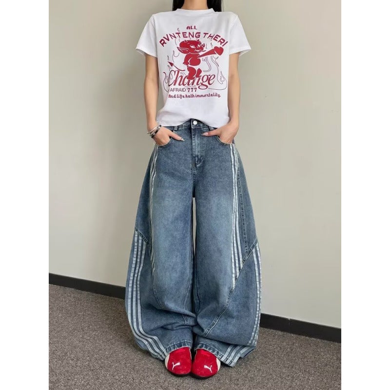 Unisex Classic Denim Jeans Loose Fit Daily Outdoor Wear - Image 2