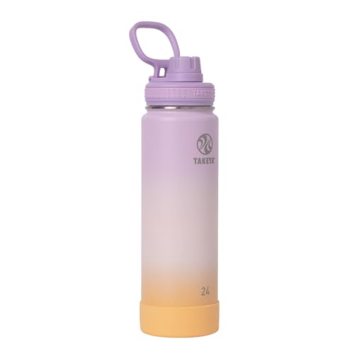 Takeya Actives Water Bottle with Spout Lid  Bottle with Double Stainless Steel Insulation  Dishwasher Safe  BPAFree  Bottle with Spout Lid  Removable Bumper  24 oz Ombre Golden Hour