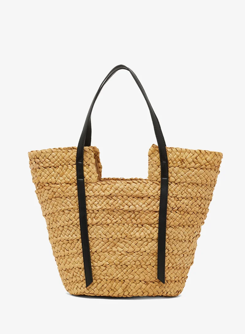 ELLA Beige raffia tote bag for Women | Best Price UAE