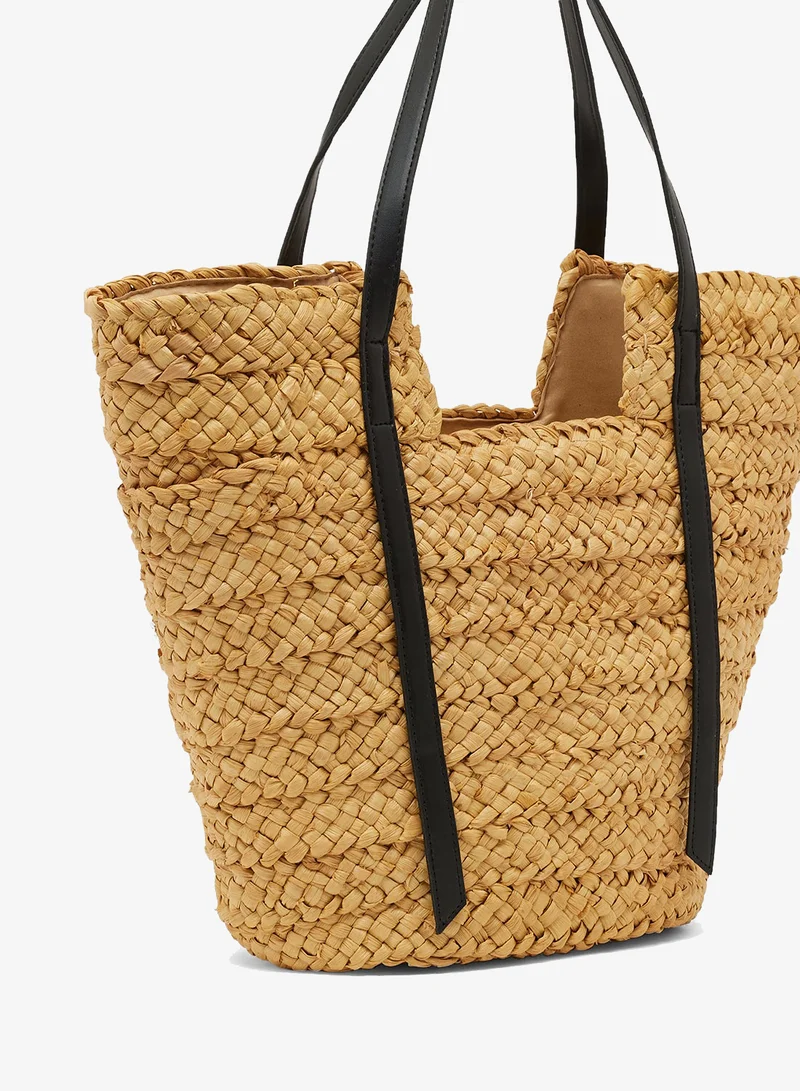 ELLA Beige raffia tote bag for Women | Best Price UAE