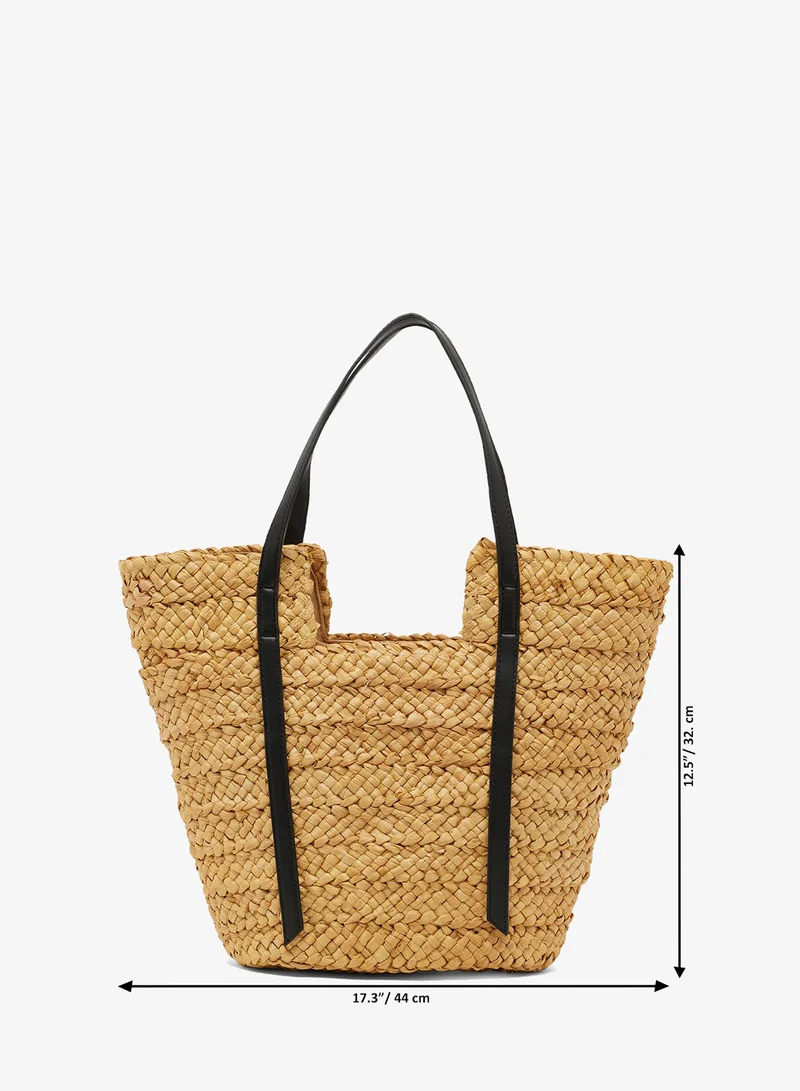 ELLA Beige raffia tote bag for Women | Best Price UAE