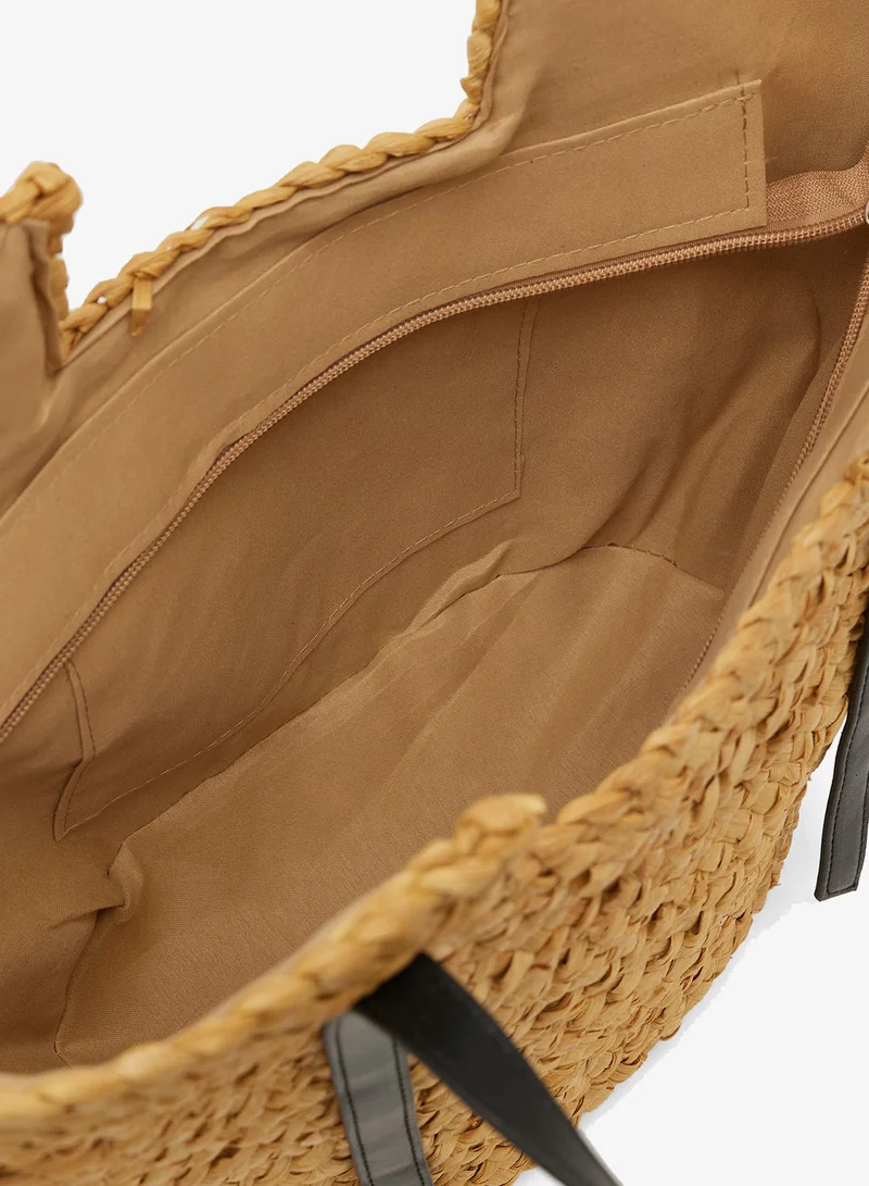 ELLA Beige raffia tote bag for Women | Best Price UAE