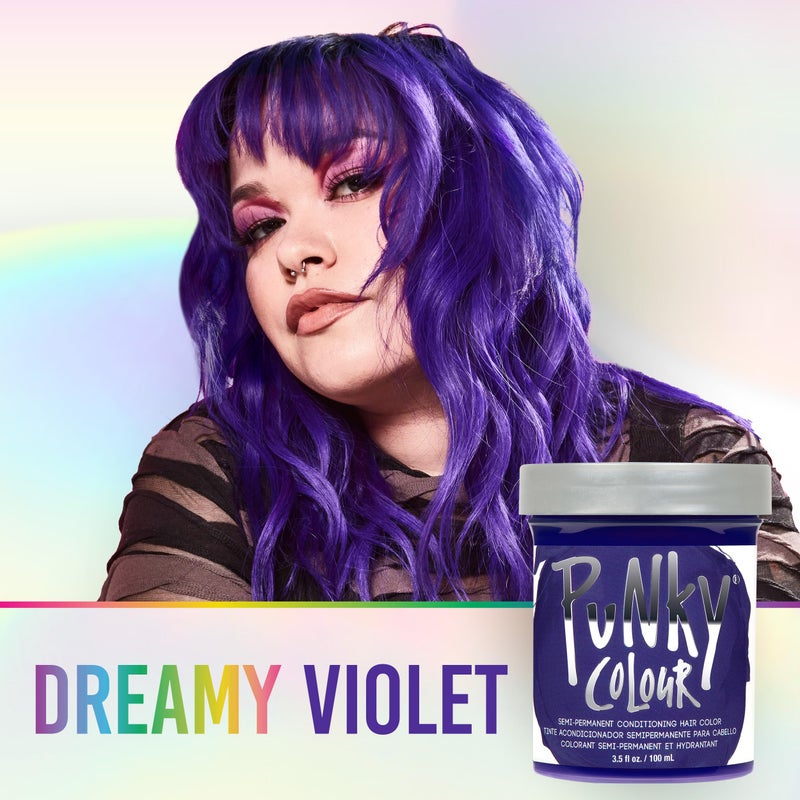 Punky Violet Semi Permanent Hair Color â€“ Vegan, Cruelty-Free Conditioning Violet Hair Dye for Bleached & Pre-Lightened Hairs Lasts 35 Washes, 3.5 fl oz - Image 3