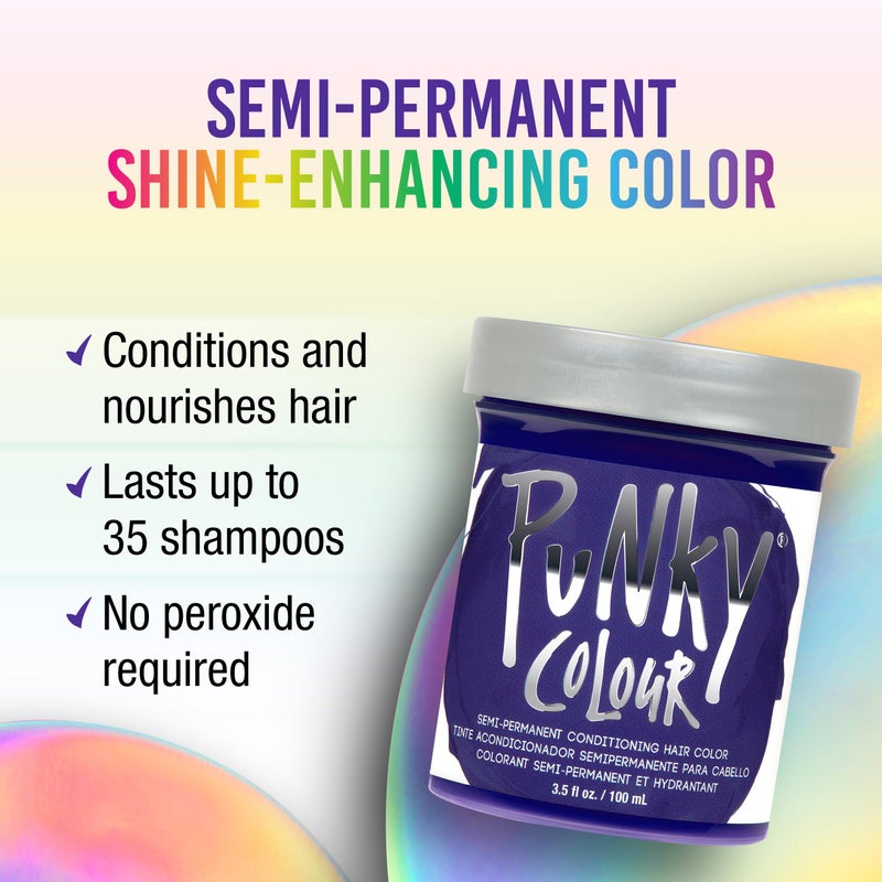 Punky Violet Semi Permanent Hair Color â€“ Vegan, Cruelty-Free Conditioning Violet Hair Dye for Bleached & Pre-Lightened Hairs Lasts 35 Washes, 3.5 fl oz - Image 2