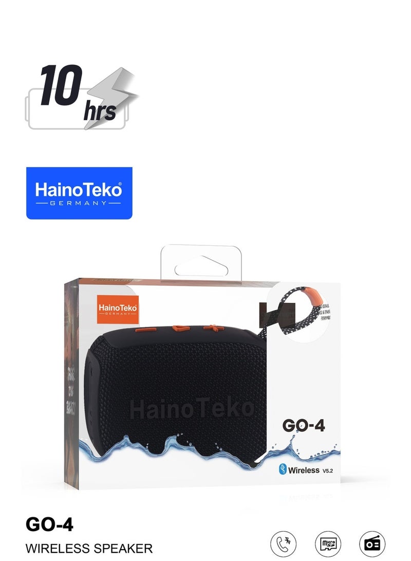 Haino Teko Haino Teko GO Portable Bluetooth Speaker, Microphone, FM Radio, USB Charging, MP3 Player, Black 