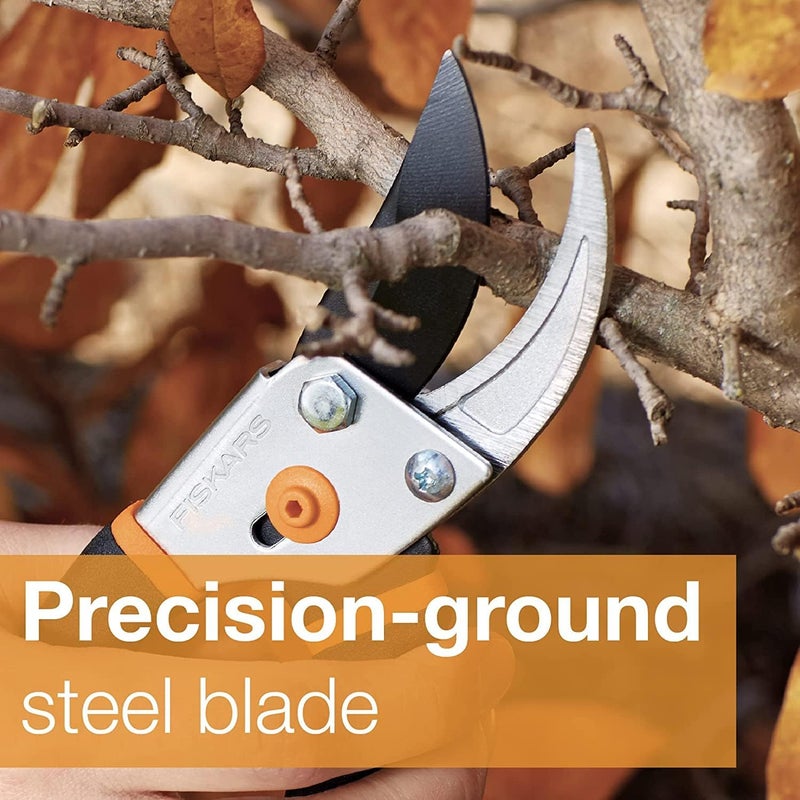 Fiskars Pro All-Steel Bypass Hand Pruning Shears, Hardened Precision-Ground Steel Blade, Self-Cleaning Sap Groove and Beveled Hook, Non-Slip Grips with Locking Mechanism, approx 10 in Long - Image 3