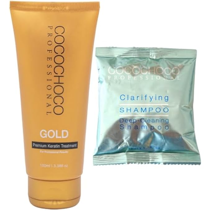 COCOCHOCO PROFESSIONAL GOLD KERATIN STARTER KIT - HAIR TREATMENT (100 ML) AND CLARIFYING SHAMPOO (50 ML) - FORMALDEHYDE FREE - COMPLEX KERATIN TREATMENT FOR HAIR STRAIGHTENING - FOR ALL HAIR TYPES - Image 2