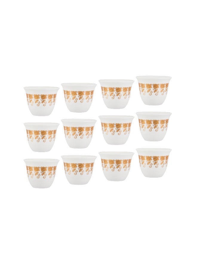 Safa Luxury 12-piece Arabic coffee cup set – White porcelain cups with elegant gold patterns, perfect for hospitality and gatherings ☕✨ - Image 4