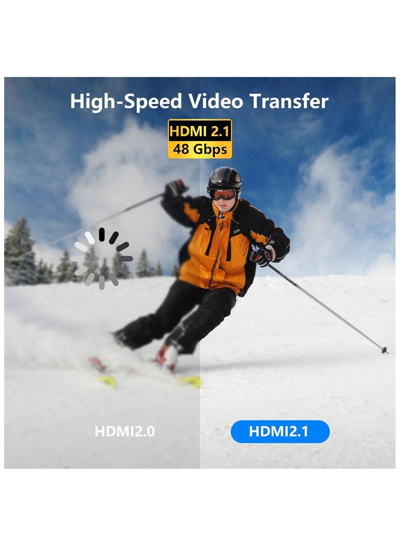 SYOSI 8K Mini HDMI to HDMI Cable Ultra HD High Speed HDMI to Mini HDMI Coiled Cable 2.1 Support 8K 4K 3D and Dynamic HDR Up to 48Gbps Compatible with TV PC Camera Monitors Projector ect 3FT/0.9M - Image 3