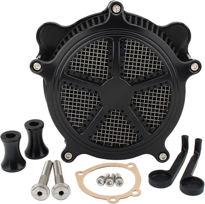 Yurefax Black CNC Intake Air Filter for Harley Motorcycles - Image 1