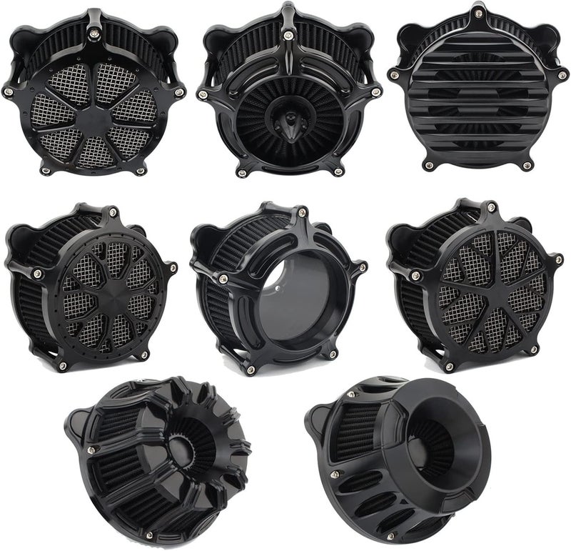 Yurefax Black CNC Intake Air Filter for Harley Motorcycles - Image 3