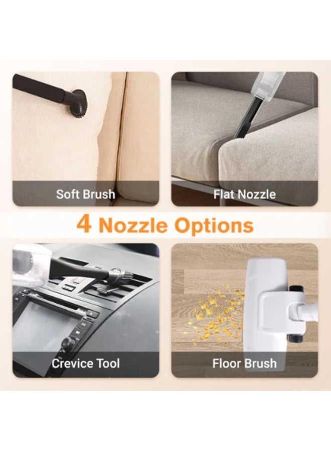 ON MART Wireless Vacuum Cleaner | 3-in-1 Cordless & Handheld Vacuum with Mop Function | 7500Pa Suction | For Car & Home with 4 Nozzles (White) - Image 5
