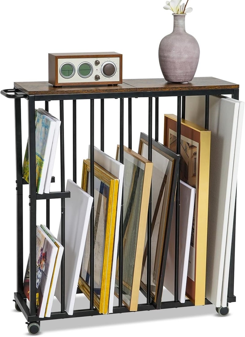 INDIDECOR INDIAN DECOR 26311 Large Art Storage Rack Drying Painting Canvas Rack with Wheels Art Storage Display Stands for Canvas Frame Drawing Board Metal Crafts Print Rack for Art Display Galleries  - Image 1