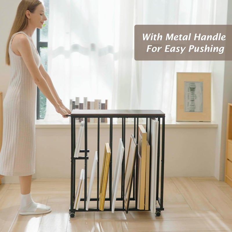 INDIDECOR INDIAN DECOR 26311 Large Art Storage Rack Drying Painting Canvas Rack with Wheels Art Storage Display Stands for Canvas Frame Drawing Board Metal Crafts Print Rack for Art Display Galleries  - Image 4