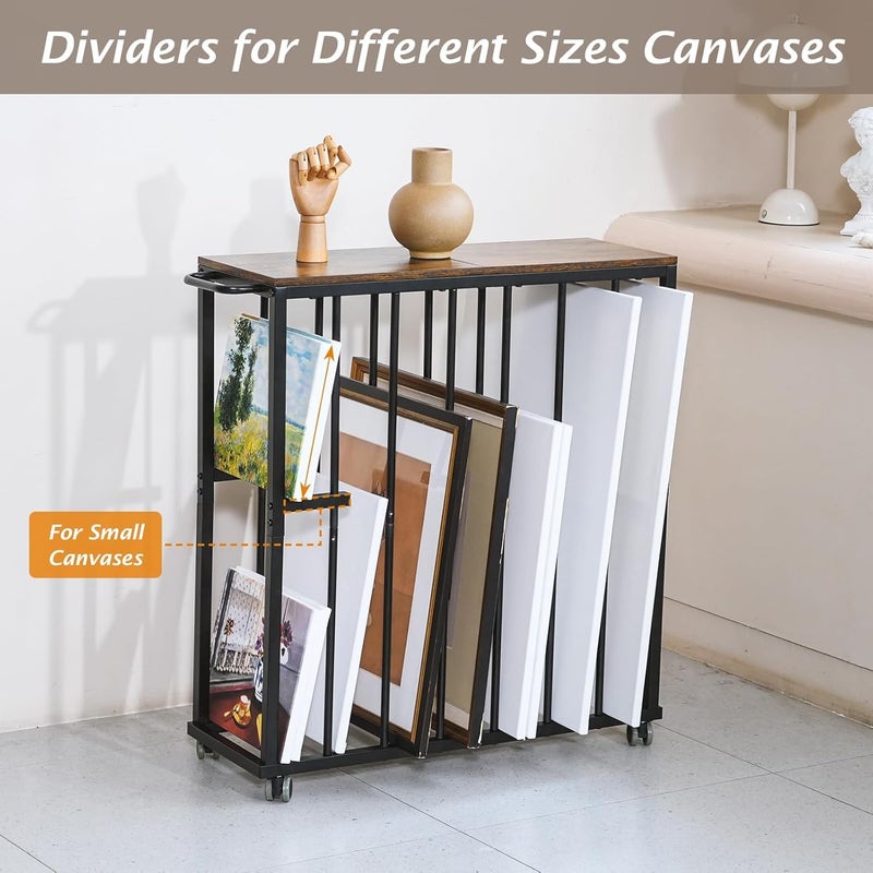 INDIDECOR INDIAN DECOR 26311 Large Art Storage Rack Drying Painting Canvas Rack with Wheels Art Storage Display Stands for Canvas Frame Drawing Board Metal Crafts Print Rack for Art Display Galleries  - Image 3