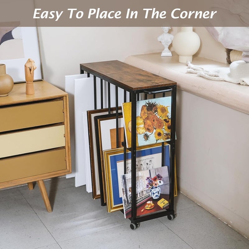 INDIDECOR INDIAN DECOR 26311 Large Art Storage Rack Drying Painting Canvas Rack with Wheels Art Storage Display Stands for Canvas Frame Drawing Board Metal Crafts Print Rack for Art Display Galleries  - Image 5