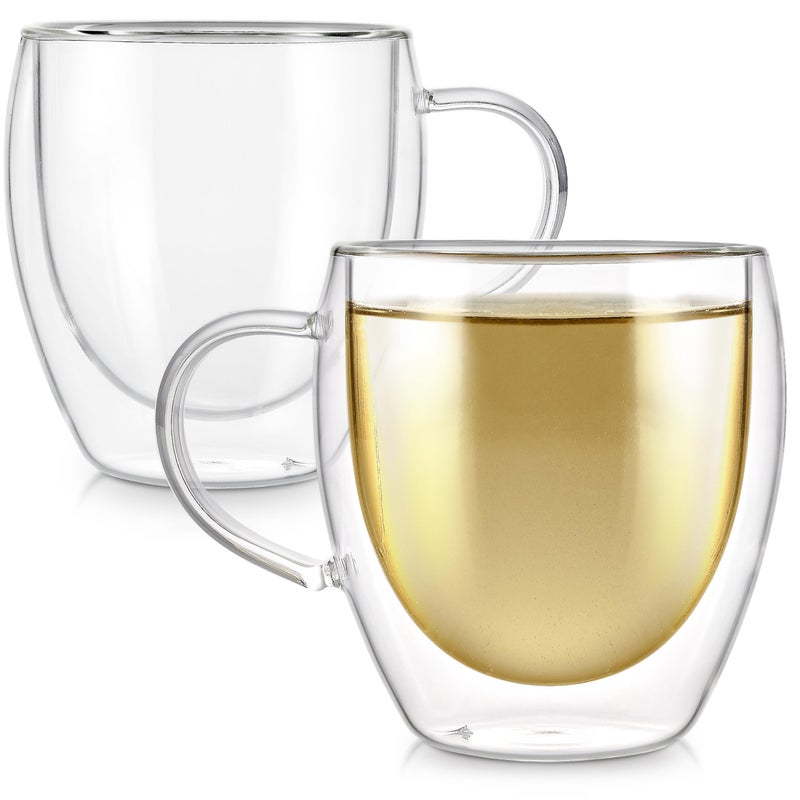 Teabloom Lead-Free Double Walled Cups â€“ Set of 2 Insulated Glass Cups for Tea, Coffee, Espresso, and More â€“ 8 oz / 250 ml â€“ Clarity Collection - Image 1