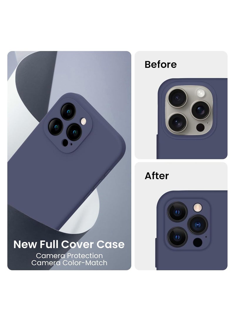 ELTRAZONE Designed for iPhone 15 Pro Max Case, Silicone Upgraded [Camera Protection] for iPhone 15 ProMax Case with [2 Screen Protectors], Anti-Scratch Microfiber Lining, 6.7 inch, Navy Blue - Image 3