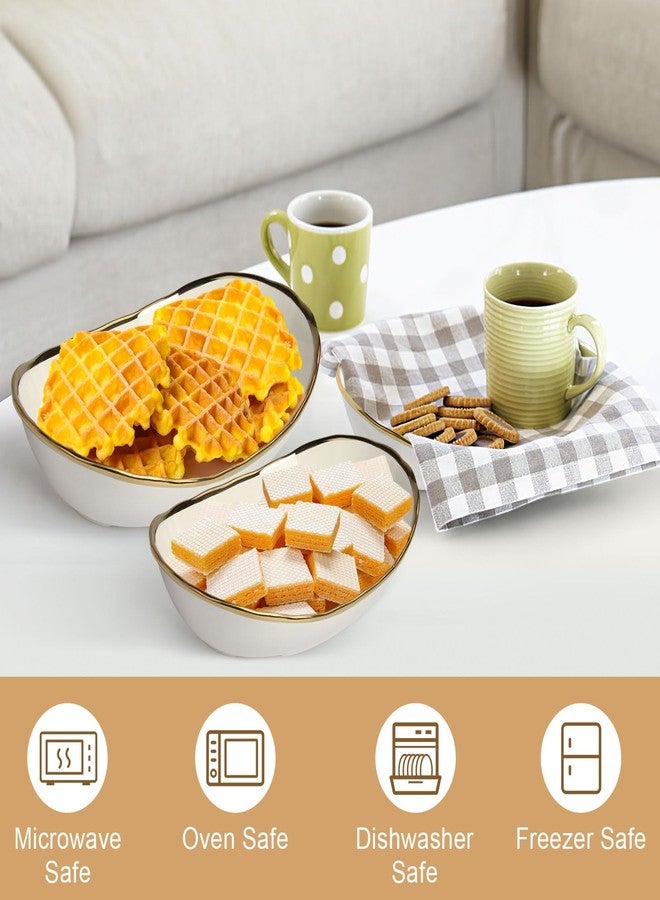 YUNLINLI Ceramic 3 Tier Fruit Serving Bowls for Kitchen Counter with Metal Stand,Fruit Basket for Fruit Vegetable,Snack, Nuts,Dessert Storage (White) - Image 4