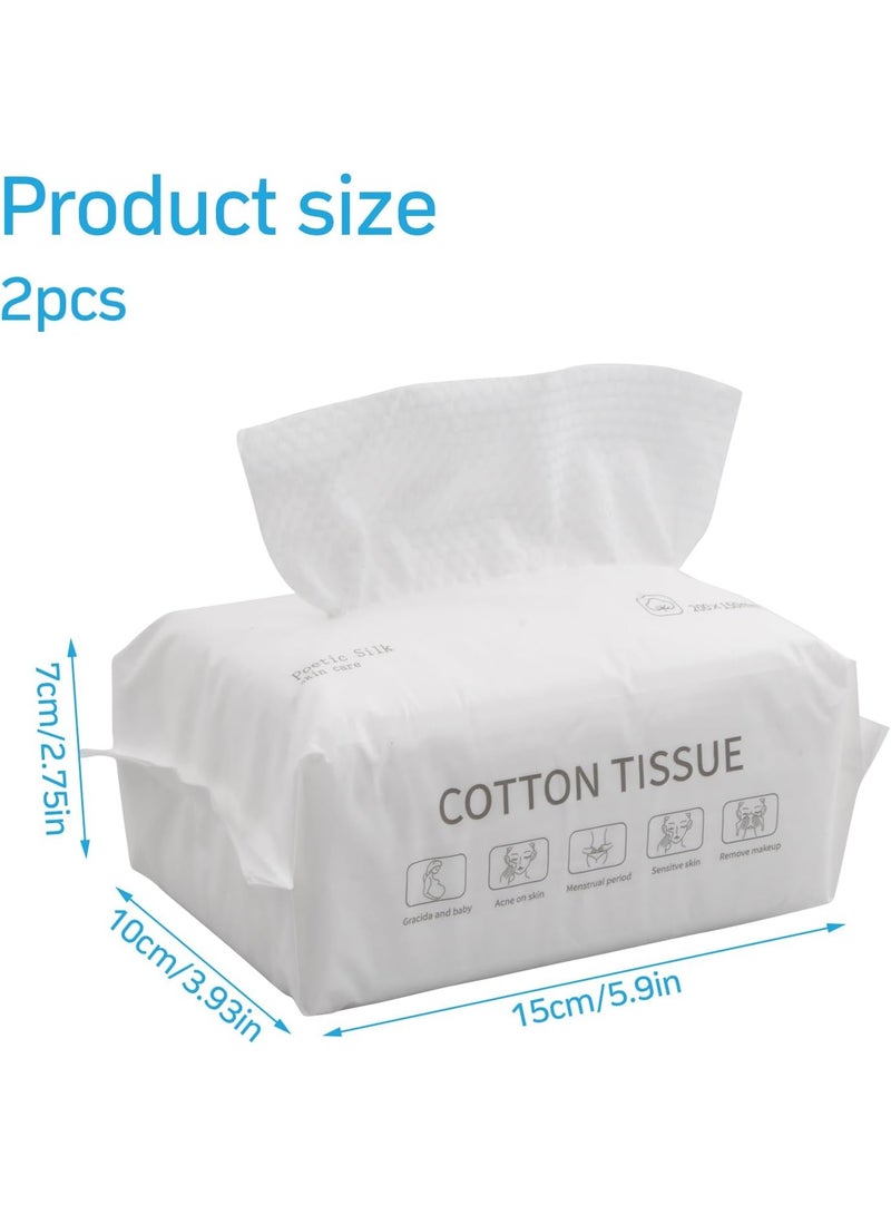 KIMHOME Disposable Face Towel Soft Washcloths Facial Cleansing Cotton Tissue Wet Dry Wipes Makeup Remover Towel for Skincare 120PCS/200*150MM (2pcs) - Image 2