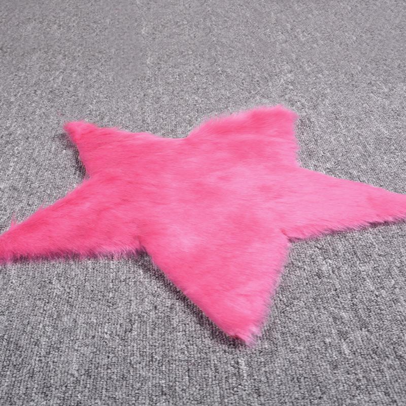 2pcs Modern Fashion Star Shaped Plush Cushion Carpet Rug Ground Mat Tea Table Mats for Decoration (Rosy) - Image 1