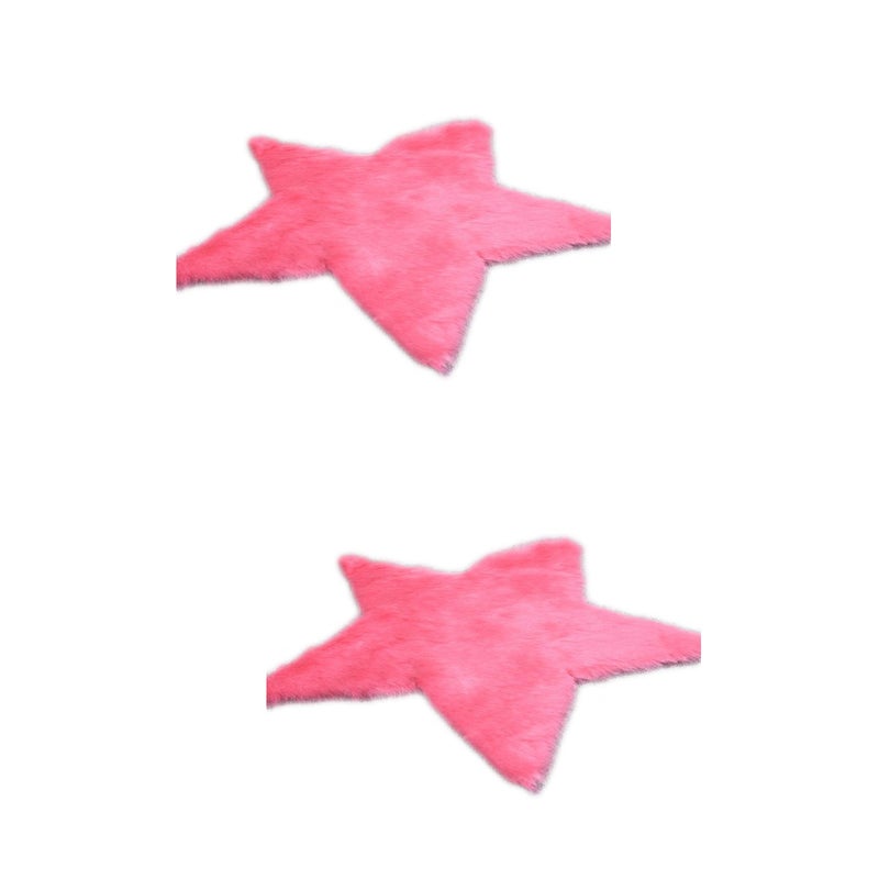 2pcs Modern Fashion Star Shaped Plush Cushion Carpet Rug Ground Mat Tea Table Mats for Decoration (Rosy) - Image 5