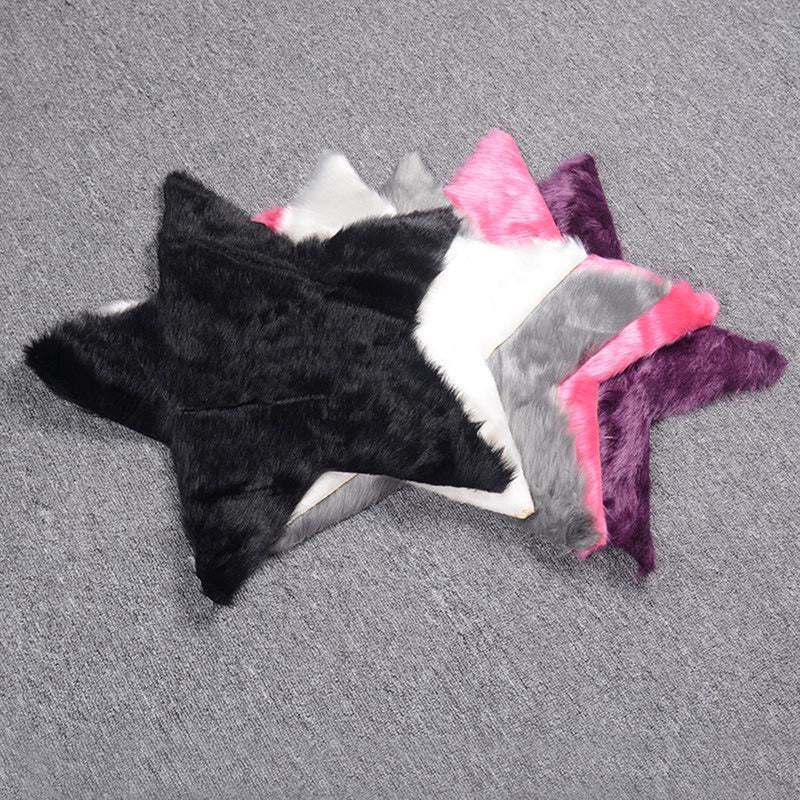 2pcs Modern Fashion Star Shaped Plush Cushion Carpet Rug Ground Mat Tea Table Mats for Decoration (Rosy) - Image 3