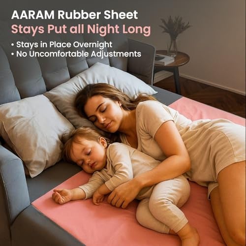 AARAM Premium Soft Waterproof Dry Rubber Bed Sheet Cover for New Born Babies, Kids, Toddler | Urine Non Absorbent Reusable Crib Mat, Baby Bed Mattress Protector Sheet Oil Cloth (1 Meter) (100 x 90 cm) - Image 5