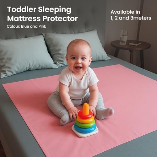 AARAM Premium Soft Waterproof Dry Rubber Bed Sheet Cover for New Born Babies, Kids, Toddler | Urine Non Absorbent Reusable Crib Mat, Baby Bed Mattress Protector Sheet Oil Cloth (1 Meter) (100 x 90 cm) - Image 2
