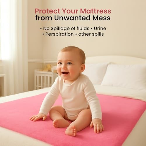 AARAM Premium Soft Waterproof Dry Rubber Bed Sheet Cover for New Born Babies, Kids, Toddler | Urine Non Absorbent Reusable Crib Mat, Baby Bed Mattress Protector Sheet Oil Cloth (1 Meter) (100 x 90 cm) - Image 4