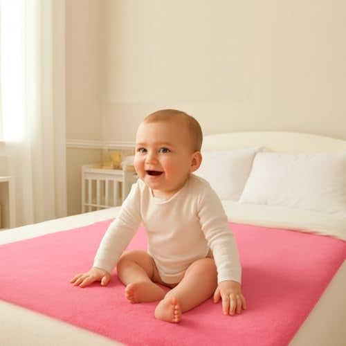 AARAM Premium Soft Waterproof Dry Rubber Bed Sheet Cover for New Born Babies, Kids, Toddler | Urine Non Absorbent Reusable Crib Mat, Baby Bed Mattress Protector Sheet Oil Cloth (1 Meter) (100 x 90 cm) - Image 1