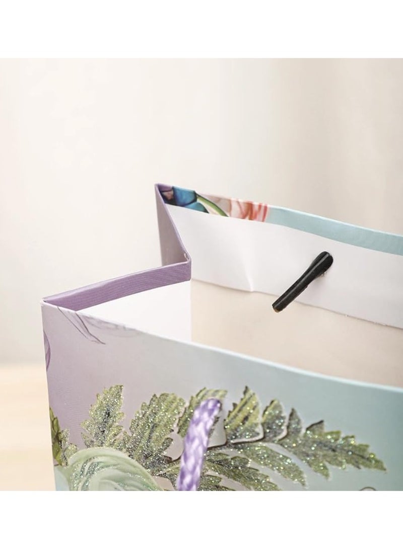 Yuwell Gift Bags With Comfortable Handle Set Of 4 PCs for Birthday Wedding Gift Shopping And More Glitter Flowers Multicolor 30L x 12W x 41H  - Image 3