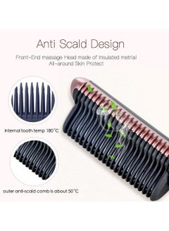 XiuWoo Hair Straightener Brush, 30s Fast PTC Ceramic Heating Hair Straightening Brush with Anti Scald, Auto-Off & Adjustable Temperatures, Portable Frizz-Free Hair Care Silky Straight Heated Comb  - Image 5