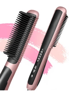 XiuWoo Hair Straightener Brush, 30s Fast PTC Ceramic Heating Hair Straightening Brush with Anti Scald, Auto-Off & Adjustable Temperatures, Portable Frizz-Free Hair Care Silky Straight Heated Comb  - Image 1