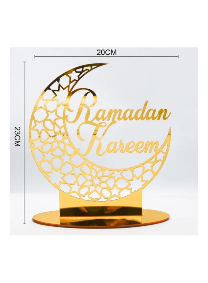 Al Zaabiah Gold Ramadan Kareem Table Lamp | Elegant LED Lantern for Ramadan & Eid Décor - Image 3