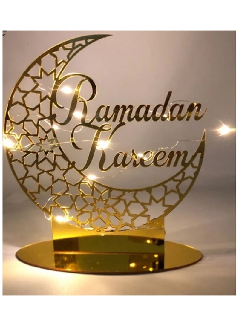 Al Zaabiah Gold Ramadan Kareem Table Lamp | Elegant LED Lantern for Ramadan & Eid Décor - Image 5
