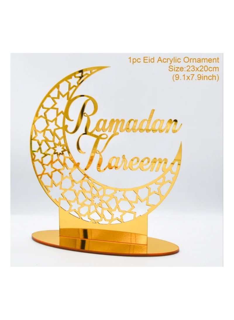 Al Zaabiah Gold Ramadan Kareem Table Lamp | Elegant LED Lantern for Ramadan & Eid Décor - Image 2