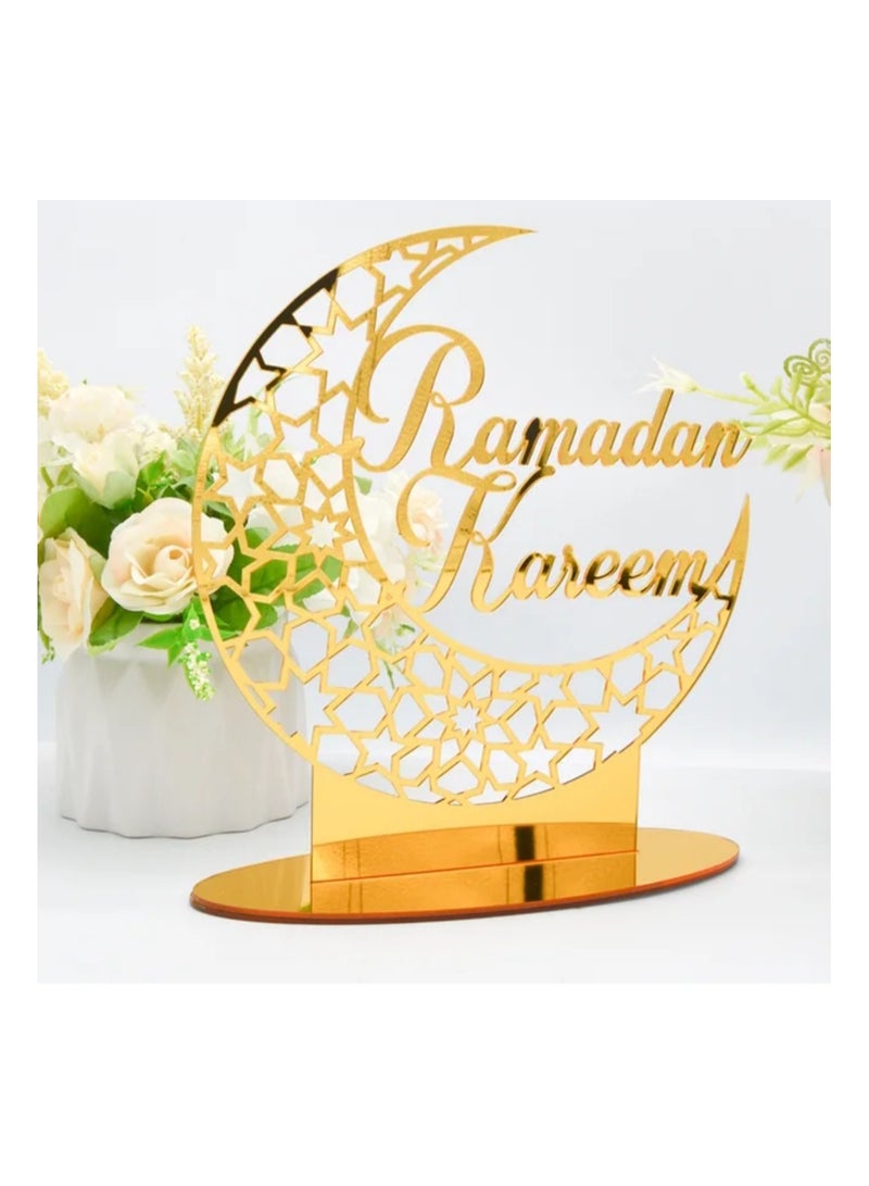 Al Zaabiah Gold Ramadan Kareem Table Lamp | Elegant LED Lantern for Ramadan & Eid Décor - Image 4