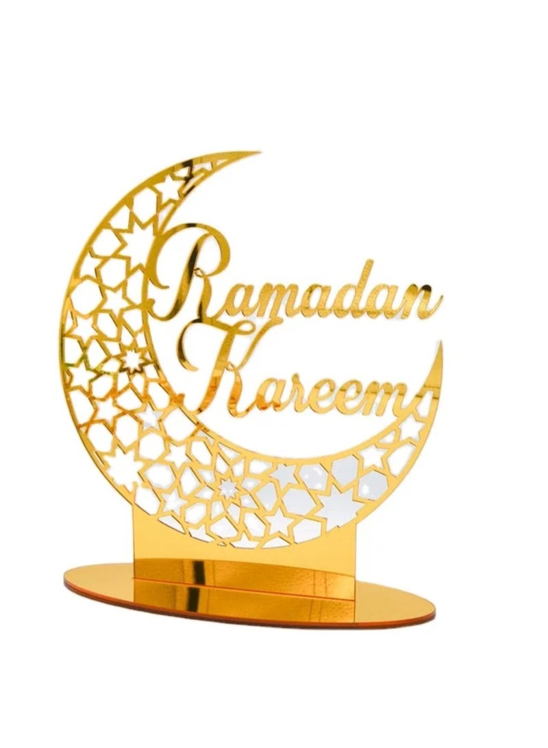 Al Zaabiah Gold Ramadan Kareem Table Lamp | Elegant LED Lantern for Ramadan & Eid Décor - Image 1