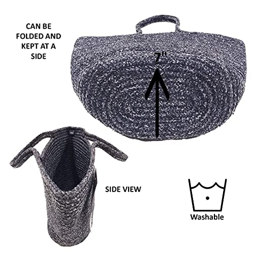 ST SAPROSE ST SAPROMultipurpose Storage BasketSE® Polypropylene Multipurpose LARGE Basket Bag, TIFFIN Basket, STORAGE Basket, ORGANIZER, BRAID CRAFT BASKET (LARGE BASKET, GREY-BLACK Melange) - Image 5