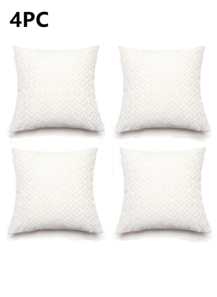 Kutis 4-Piece Decorative Cushion Cover Pillow Cases Chenille White 45x45 Centimeter  - Image 1