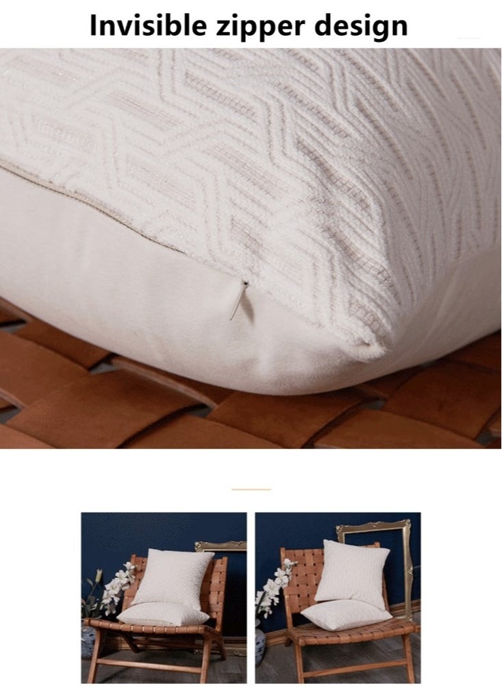 Kutis 4-Piece Decorative Cushion Cover Pillow Cases Chenille White 45x45 Centimeter  - Image 4