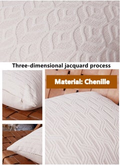Kutis 4-Piece Decorative Cushion Cover Pillow Cases Chenille White 45x45 Centimeter  - Image 3
